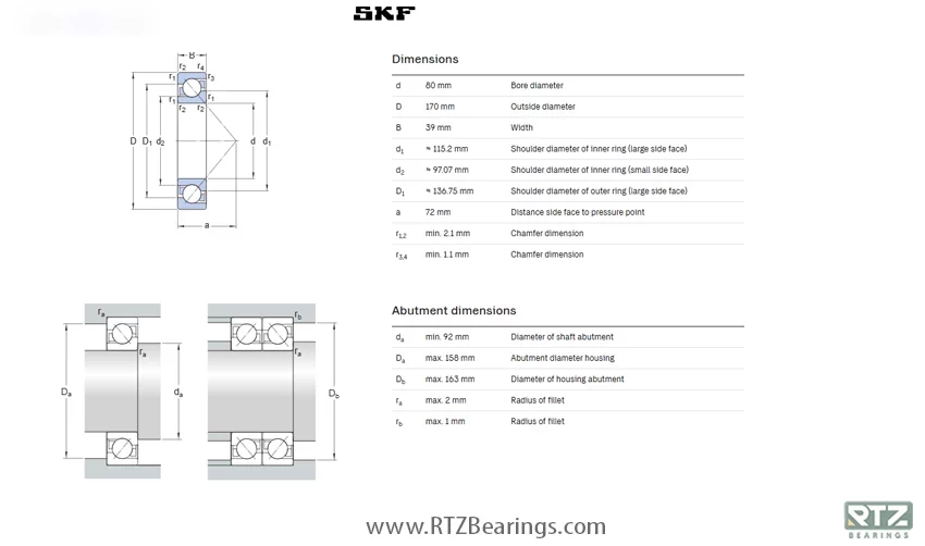 بلبرینگ شیار عمیق برند SKF مدل SKF 7316 BECBM